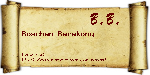 Boschan Barakony névjegykártya